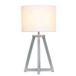 Loca Table Lamps Store 35 Wood Interlocked Triangular Table Lamp with Fabric Shade Gray - Simple Designs