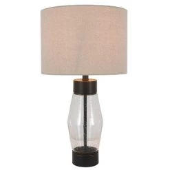 26.25" Glass and Metal Cadance Convex Table Lamp (Includes LED Light Bulb) Bronze - Decor Therapy
