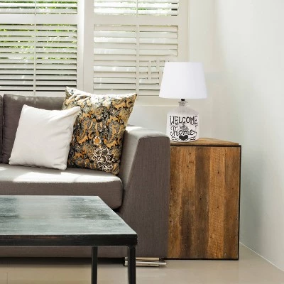 Welcome Home Rustic Ceramic Foyer Entryway Accent Table Lamp with Fabric Shade White - Simple Designs 6 Welcome Home Rustic Ceramic Foyer Entryway Accent Table Lamp with Fabric Shade White - Simple Designs - Image 4