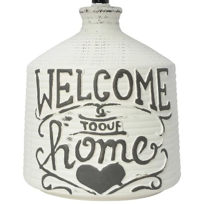 Welcome Home Rustic Ceramic Foyer Entryway Accent Table Lamp with Fabric Shade White - Simple Designs 7 Welcome Home Rustic Ceramic Foyer Entryway Accent Table Lamp with Fabric Shade White - Simple Designs - Image 5