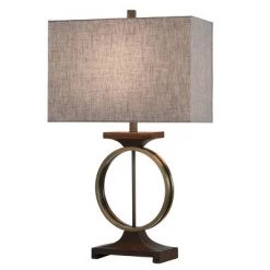Ring Table Lamp with Moulded Wood Accents Brass - StyleCraft
