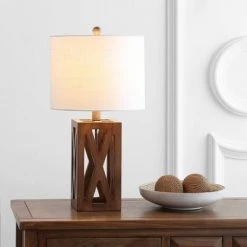JONATHAN Y 21.5" Wood Stewart Table Lamp (Includes LED Light Bulb) Brown - Jonathan Y