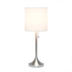 Tapered Desk Lamp with Fabric Drum Shade Silver - Simple Designs