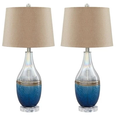 Set of 2 Johanna Table Lamps Blue/Clear - Signature Design by Ashley 4 Set of 2 Johanna Table Lamps Blue/Clear - Signature Design by Ashley - Image 2