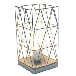 Metal Geometric Square Table Lamp Gray - Simple Designs
