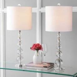 JONATHAN Y 28.5" (Set of 2) Nala Crystal Table Lamp (Includes LED Light Bulb) Clear - JONATHAN Y