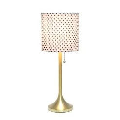 Tapered Desk Lamp with Polka Dot Fabric Drum Shade Gold - Simple Designs