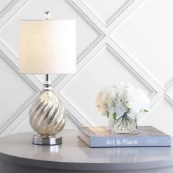 JONATHAN Y 20.5" Glass/Metal Lawrence Table Lamp (Includes LED Light Bulb) Silver - JONATHAN Y