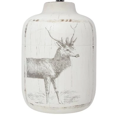 Rustic Deer Buck Nature Printed Ceramic Accent Table Lamp with Fabric Shade White - Simple Designs 6 Rustic Deer Buck Nature Printed Ceramic Accent Table Lamp with Fabric Shade White - Simple Designs - Image 4
