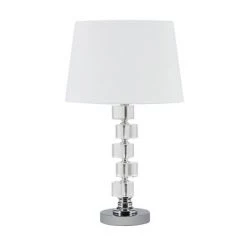 20" Modern Metal Table Lamp with Crystal Accents White - Ore International