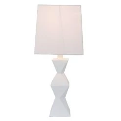 20.5" Knox Stacked Diamond Tale Lamp Satin White - Decor Therapy