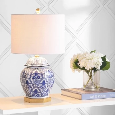 JONATHAN Y 25" Ceramic/Metal Gretchen Ginger Jar Table Lamp (Includes LED Light Bulb) Blue - JONATHAN Y 3 JONATHAN Y 25" Ceramic/Metal Gretchen Ginger Jar Table Lamp (Includes LED Light Bulb) Blue - JONATHAN Y