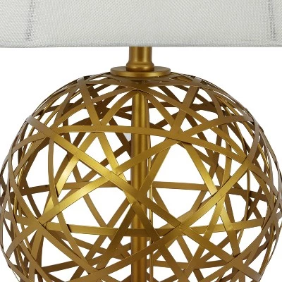 21" Strapped Steel Ball Table Lamp Antique Gold - Decor Therapy 4 21" Strapped Steel Ball Table Lamp Antique Gold - Decor Therapy - Image 2