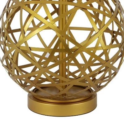 21" Strapped Steel Ball Table Lamp Antique Gold - Decor Therapy 5 21" Strapped Steel Ball Table Lamp Antique Gold - Decor Therapy - Image 3