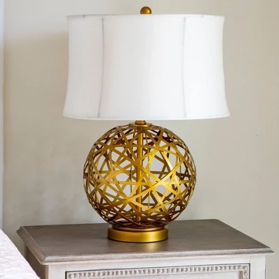21" Strapped Steel Ball Table Lamp Antique Gold - Decor Therapy 9 21" Strapped Steel Ball Table Lamp Antique Gold - Decor Therapy - Image 7