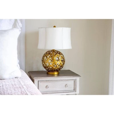 21" Strapped Steel Ball Table Lamp Antique Gold - Decor Therapy 11 21" Strapped Steel Ball Table Lamp Antique Gold - Decor Therapy - Image 9