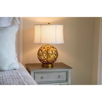 21" Strapped Steel Ball Table Lamp Antique Gold - Decor Therapy 12 21" Strapped Steel Ball Table Lamp Antique Gold - Decor Therapy - Image 10