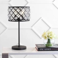 JONATHAN Y 22.5" Metal/Crystal Gabrielle Table Lamp (Includes LED Light Bulb) Black - JONATHAN Y