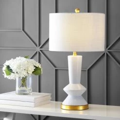 JONATHAN Y 27" LED Ceramic/Iron Contemporary Glam Table Lamp - JONATHAN Y Coral