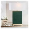 (Set of 2) 27.8" Joyce Faux Woven Leather Table Lamp (Includes CFL Light Bulb) Dark Green - Safavieh -Loca Table Lamps Store unnamed file 2738
