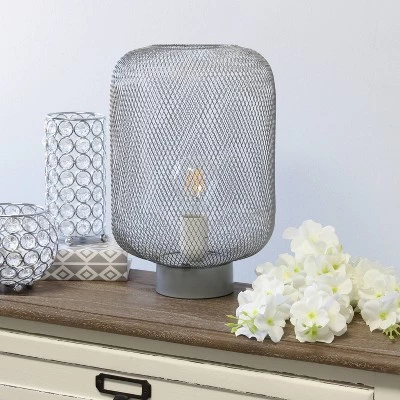 Metal Mesh Industrial Table Lamp Gray - Simple Designs 6 Metal Mesh Industrial Table Lamp Gray - Simple Designs - Image 4