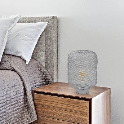 Metal Mesh Industrial Table Lamp Gray - Simple Designs 7 Metal Mesh Industrial Table Lamp Gray - Simple Designs - Image 5