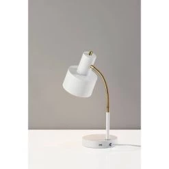 Stark Antique Brass Desk Lamp White - Adesso