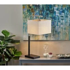 Flora Table Lamp Brushed Steel Black - Adesso