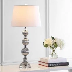 JONATHAN Y 31" Glass Vivienne Triple Sphere Table Lamp (Includes LED Light Bulb) Gray - JONATHAN Y