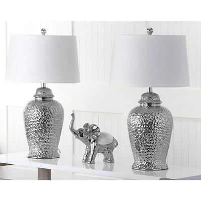 (Set of 2) 27.5" Sterling Ginger Jar Lamp Silver (Includes CFL Light Bulb) - Safavieh 3 (Set of 2) 27.5" Sterling Ginger Jar Lamp Silver (Includes CFL Light Bulb) - Safavieh