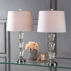 JONATHAN Y 27" (Set of 2) Layla Crystal Table Lamp (Includes LED Light Bulb) Clear - JONATHAN Y