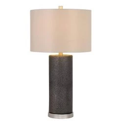 27" Graham Ceramic Table Lamp with Leatherette Finish Base Gray - Cal Lighting
