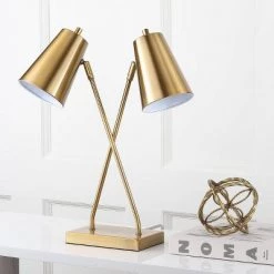 20" Kera Table Lamp Gold (Includes LED Light Bulb) - Safavieh