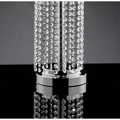 29.75" Antique Metal Table Lamp with Hanging Crystals Silver/White - Ore International 4 29.75" Antique Metal Table Lamp with Hanging Crystals Silver/White - Ore International - Image 2