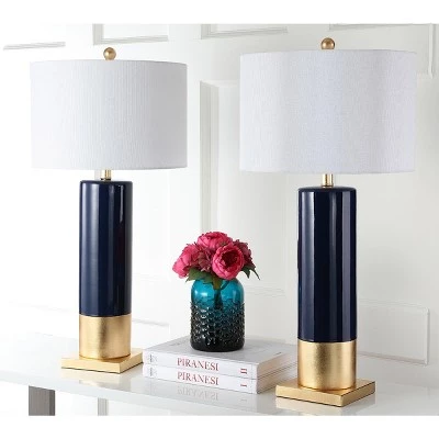 (Set of 2) 31" Dolce Table Lamp Navy/Gold (Includes CFL Light Bulb) - Safavieh 3 (Set of 2) 31" Dolce Table Lamp Navy/Gold (Includes CFL Light Bulb) - Safavieh