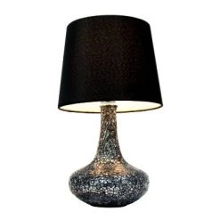 Mosaic Tiled Glass Genie Table Lamp with Fabric Shade Black - Simple Designs