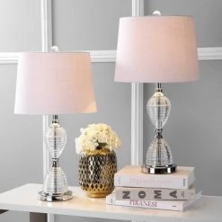JONATHAN Y 24" (Set of 2) Aubrey Crystal Table Lamp (Includes LED Light Bulb) Clear - JONATHAN Y