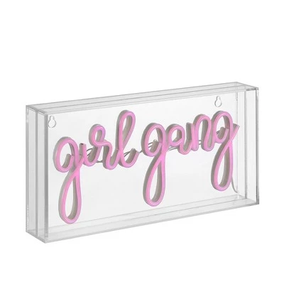 JONATHAN Y 11.88" Girl Gang Contemporary Glam Acrylic Box Pendant (Includes LED Light Bulb) Neon Pink - JONATHAN Y 3 JONATHAN Y 11.88" Girl Gang Contemporary Glam Acrylic Box Pendant (Includes LED Light Bulb) Neon Pink - JONATHAN Y