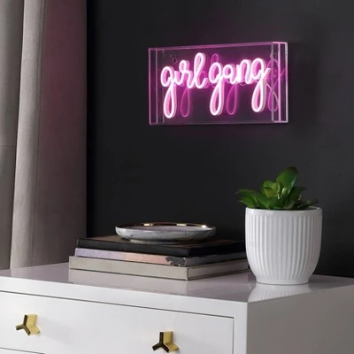 JONATHAN Y 11.88" Girl Gang Contemporary Glam Acrylic Box Pendant (Includes LED Light Bulb) Neon Pink - JONATHAN Y 4 JONATHAN Y 11.88" Girl Gang Contemporary Glam Acrylic Box Pendant (Includes LED Light Bulb) Neon Pink - JONATHAN Y - Image 2