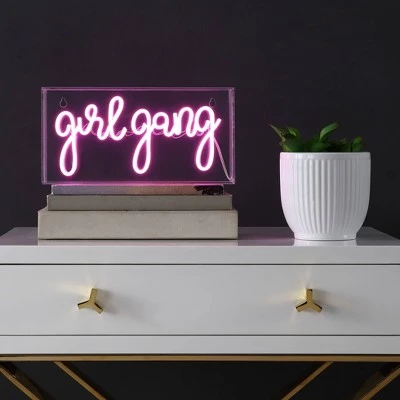 JONATHAN Y 11.88" Girl Gang Contemporary Glam Acrylic Box Pendant (Includes LED Light Bulb) Neon Pink - JONATHAN Y 5 JONATHAN Y 11.88" Girl Gang Contemporary Glam Acrylic Box Pendant (Includes LED Light Bulb) Neon Pink - JONATHAN Y - Image 3