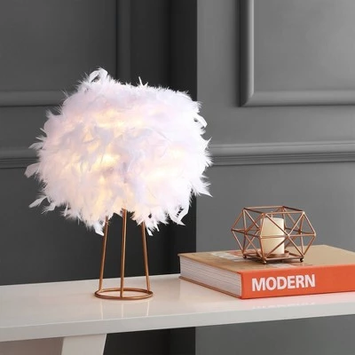 JONATHAN Y 16" Metal Stork Feather Table Lamp (Includes LED Light Bulb) White - JONATHAN Y 3 JONATHAN Y 16" Metal Stork Feather Table Lamp (Includes LED Light Bulb) White - JONATHAN Y