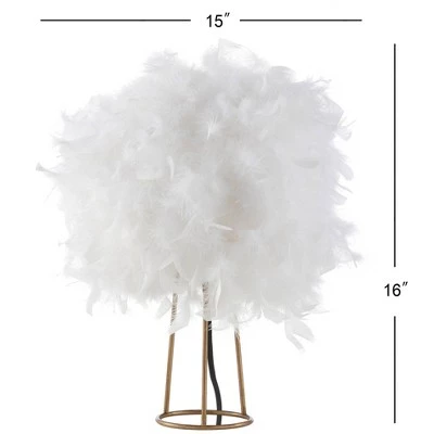 JONATHAN Y 16" Metal Stork Feather Table Lamp (Includes LED Light Bulb) White - JONATHAN Y 5 JONATHAN Y 16" Metal Stork Feather Table Lamp (Includes LED Light Bulb) White - JONATHAN Y - Image 3
