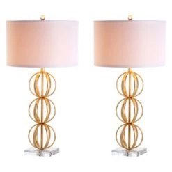 (Set of 2) 29" Annistyn Table Lamp Brass Gold (Includes LED Light Bulb) - Safavieh