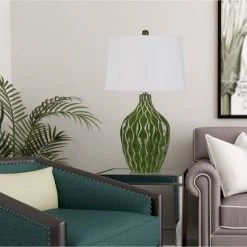 29" Andria Ceramic Table Lamp Green - Cal Lighting