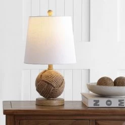 18" Rope Ball Table Lamp (Includes LED Light Bulb) Natural - JONATHAN Y