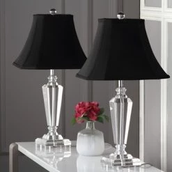 (Set of 2) 24.5" Lilly Crystal Table Lamp Clear (Includes CFL Light Bulb) - Safavieh