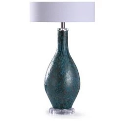 Modbury Glass Table Lamp with Drum Shade Blue - StyleCraft