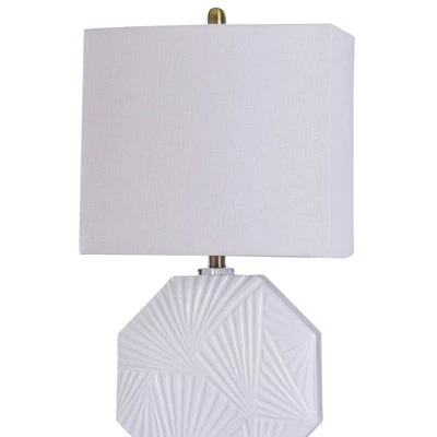 Canvey Geometric Embossed Pattern Octagon Table Lamp with Acrylic Detail Rectangle Shade White - StyleCraft 3 Canvey Geometric Embossed Pattern Octagon Table Lamp with Acrylic Detail Rectangle Shade White - StyleCraft