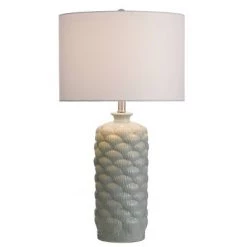 Round Textured Ceramic Table Lamp Light Blue - StyleCraft