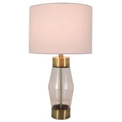 26.25" Glass and Metal Cadance Convex Table Lamp (Includes LED Light Bulb) Antique Brass - Decor Therapy